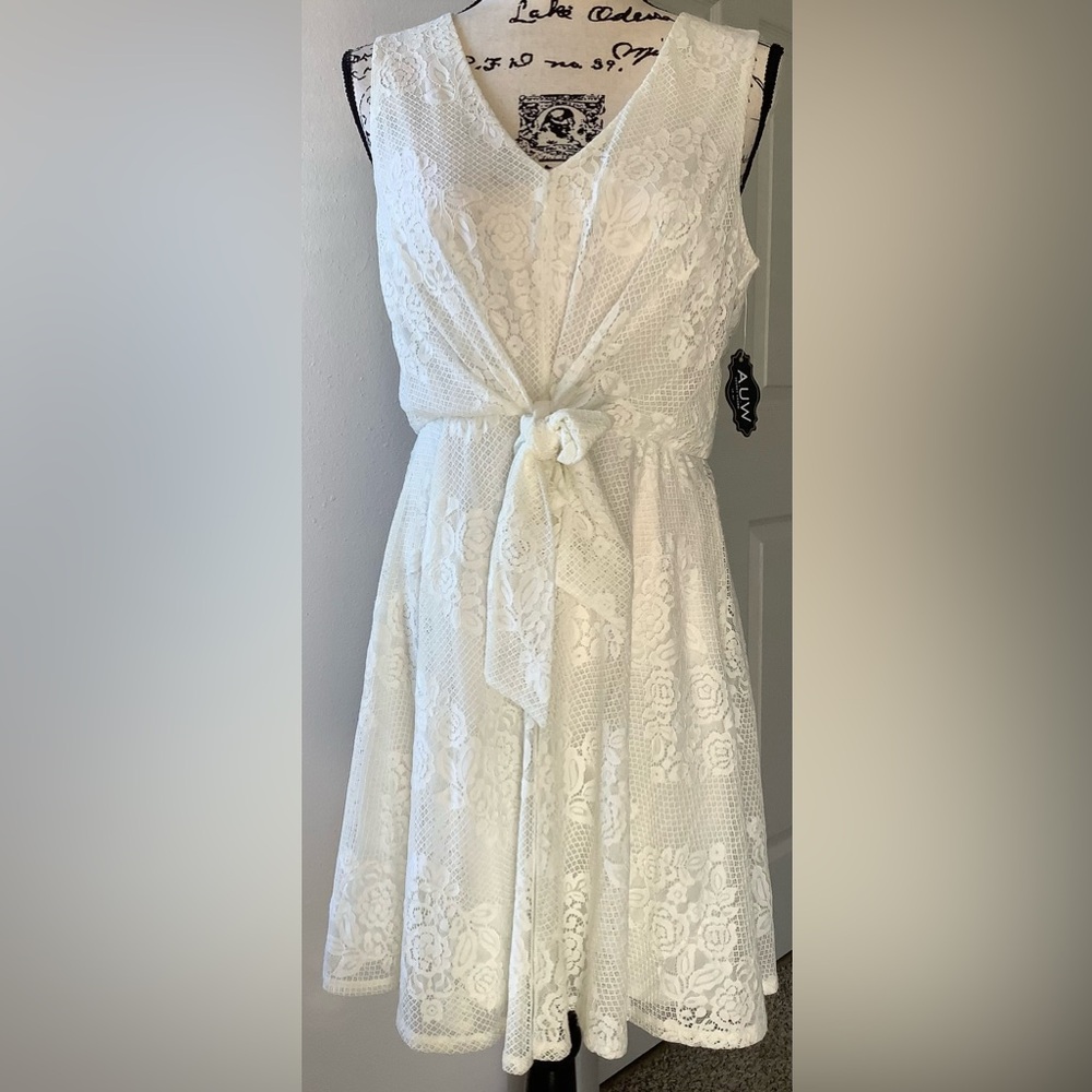 AUW White Lace Midi Dress - Picture 1 of 11